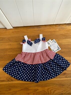 Iris & Ivy Baby Girl Patriotic Tiered Dress & Bloomer Set | NWT | Nordstrom 12M